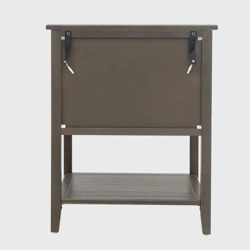 Table de chevet à 2 tiroirs gris/vert olive, montage par 1 personne
