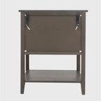 Table de chevet à 2 tiroirs gris/vert olive, montage par 1 personne