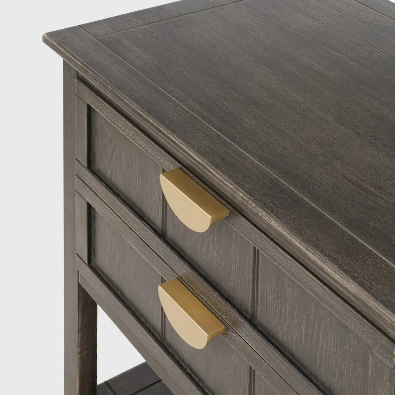 Table de chevet à 2 tiroirs gris/vert olive, montage par 1 personne