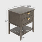 Table de chevet à 2 tiroirs gris/vert olive, montage par 1 personne