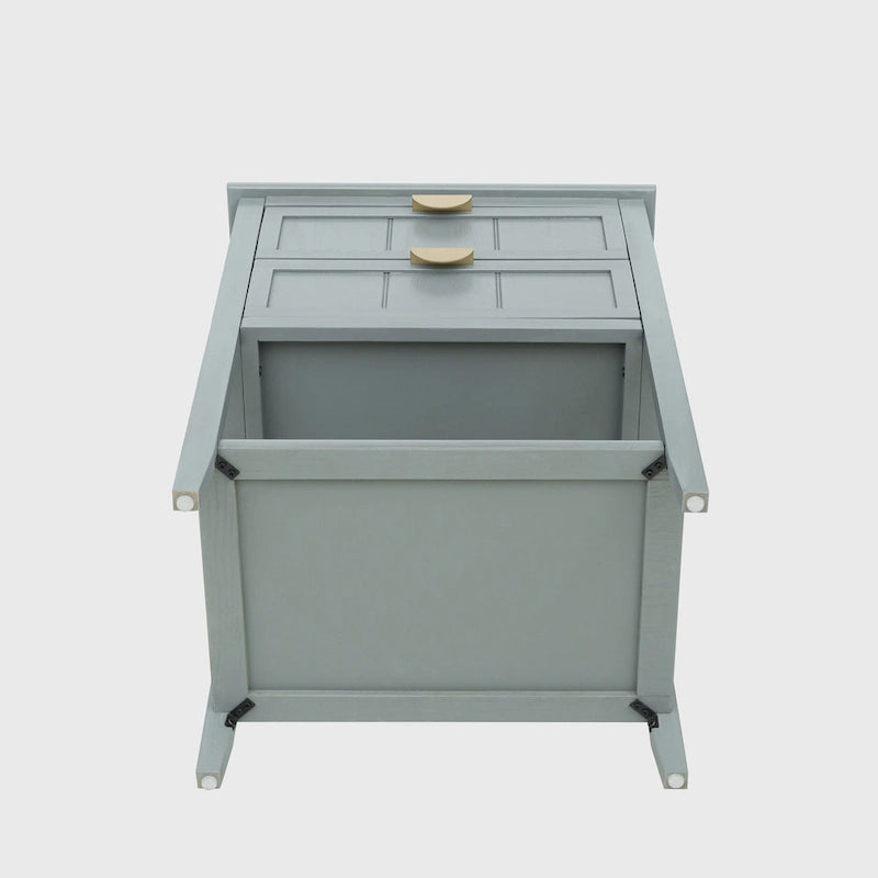Table de chevet à 2 tiroirs gris/vert olive, montage par 1 personne
