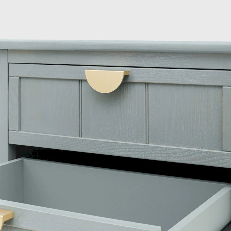 Table de chevet à 2 tiroirs gris/vert olive, montage par 1 personne