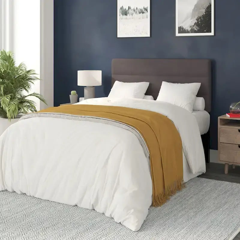 Tête de lit capitonnée à rayures verticales – Bleu / Gris / Taupe / Crème – Lit simple / Double / Queen / King, 1 ou 2 personnes