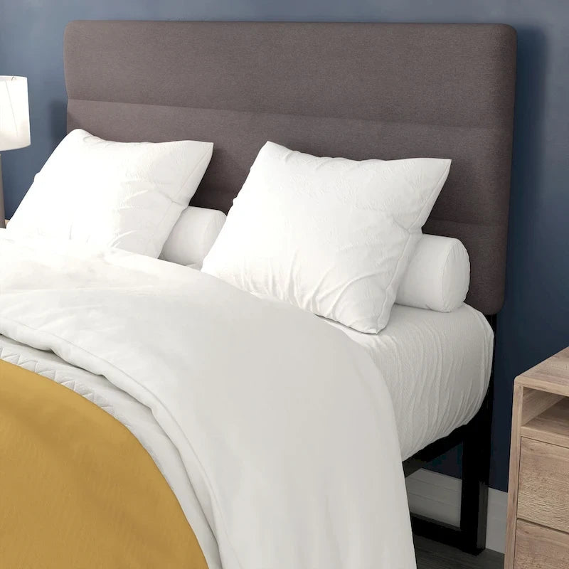 Tête de lit capitonnée à rayures verticales – Bleu / Gris / Taupe / Crème – Lit simple / Double / Queen / King, 1 ou 2 personnes