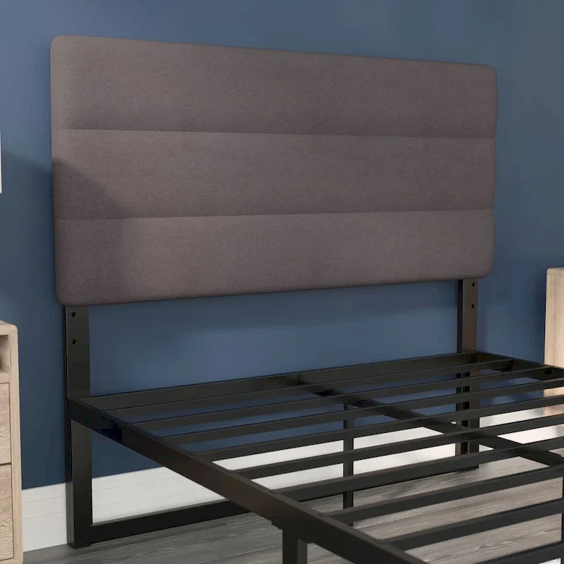Tête de lit capitonnée à rayures verticales – Bleu / Gris / Taupe / Crème – Lit simple / Double / Queen / King, 1 ou 2 personnes