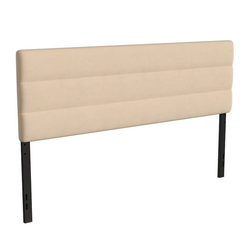 Tête de lit capitonnée à rayures verticales – Bleu / Gris / Taupe / Crème – Lit simple / Double / Queen / King, 1 ou 2 personnes