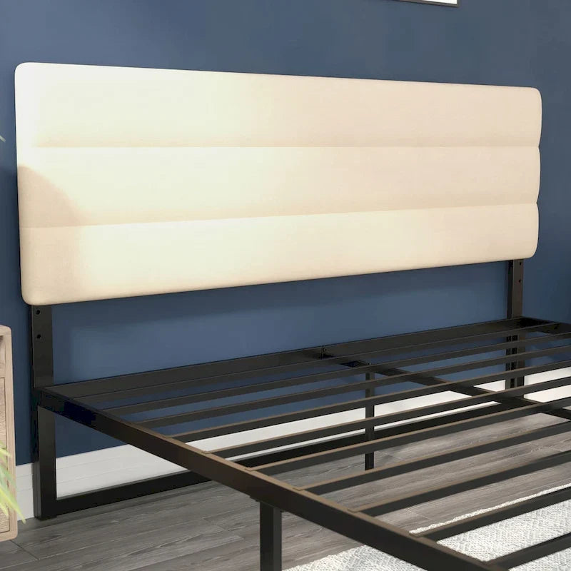 Tête de lit capitonnée à rayures verticales – Bleu / Gris / Taupe / Crème – Lit simple / Double / Queen / King, 1 ou 2 personnes