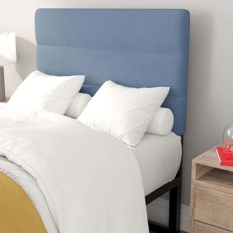 Tête de lit capitonnée à rayures verticales – Bleu / Gris / Taupe / Crème – Lit simple / Double / Queen / King, 1 ou 2 personnes