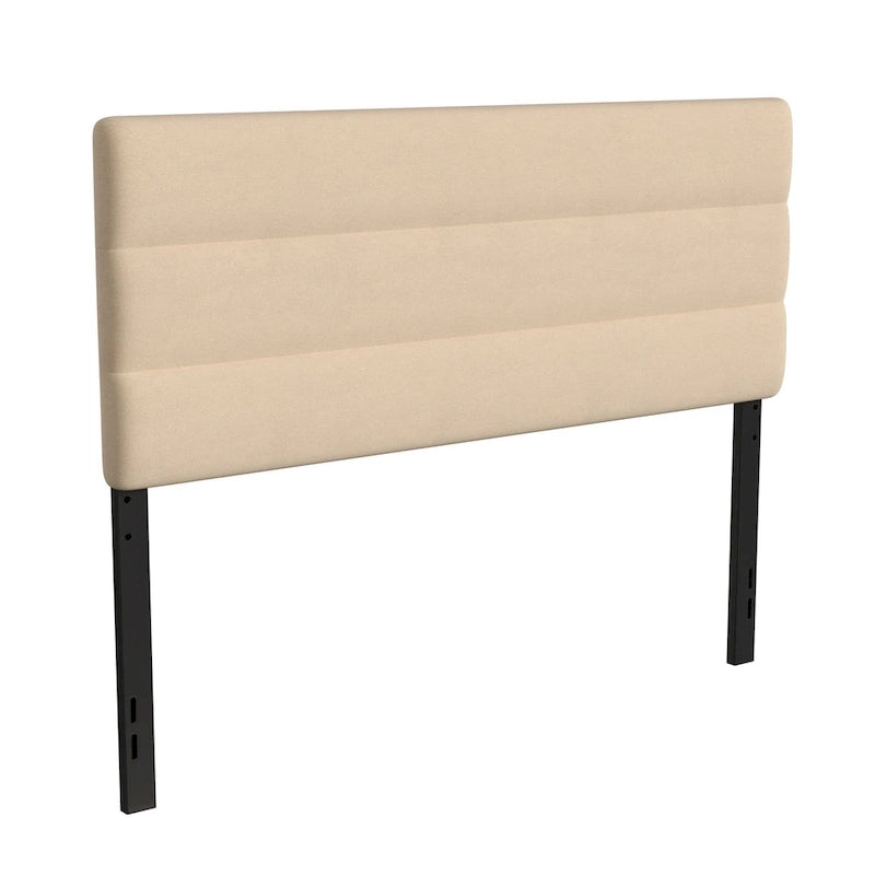 Tête de lit capitonnée à rayures verticales – Bleu / Gris / Taupe / Crème – Lit simple / Double / Queen / King, 1 ou 2 personnes