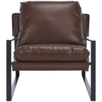 Fauteuil d'appoint dossier coussin marron foncé et noir, de style toile tendue, une place