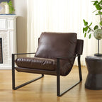 Fauteuil d'appoint dossier coussin marron foncé et noir, de style toile tendue, une place