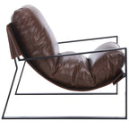 Fauteuil d'appoint dossier coussin marron foncé et noir, de style toile tendue, une place