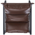 Fauteuil d'appoint dossier coussin marron foncé et noir, de style toile tendue, une place