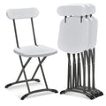 Lot de 4 chaises pliantes blanches/noires, structure en acier avec dossier ergonomique