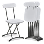 Lot de 4 chaises pliantes blanches/noires, structure en acier avec dossier ergonomique