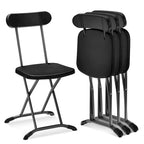 Lot de 4 chaises pliantes blanches/noires, structure en acier avec dossier ergonomique