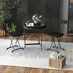 Lot de 4 chaises pliantes blanches/noires, structure en acier avec dossier ergonomique