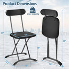 Lot de 4 chaises pliantes blanches/noires, structure en acier avec dossier ergonomique