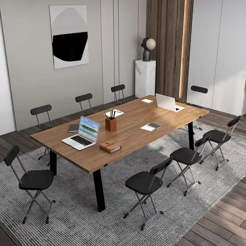 Lot de 4 chaises pliantes blanches/noires, structure en acier avec dossier ergonomique