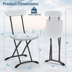 Lot de 4 chaises pliantes blanches/noires, structure en acier avec dossier ergonomique