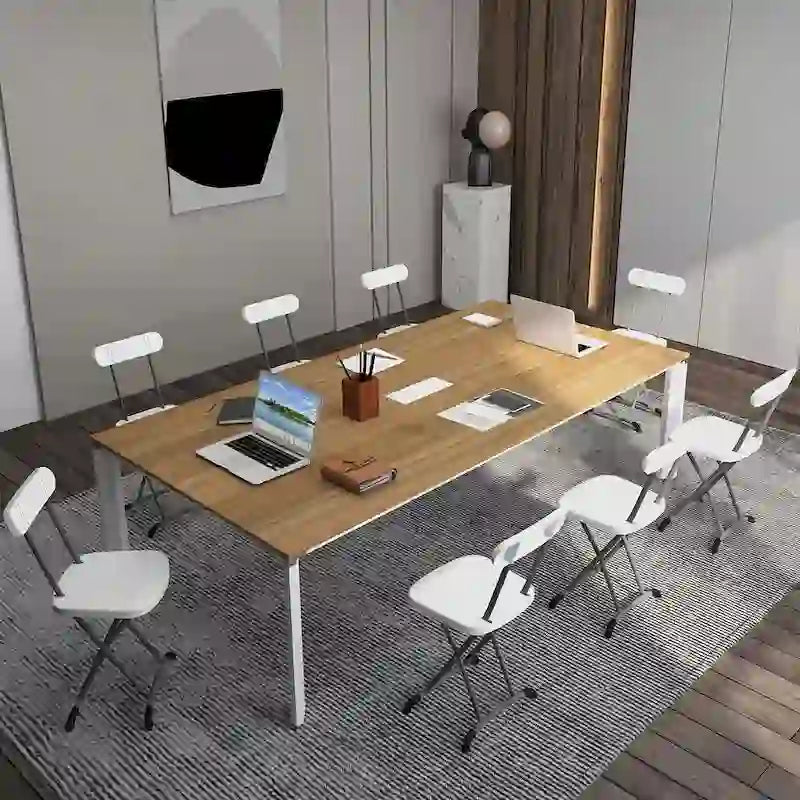 Lot de 4 chaises pliantes blanches/noires, structure en acier avec dossier ergonomique