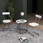 Lot de 4 chaises pliantes blanches/noires, structure en acier avec dossier ergonomique