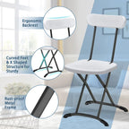 Lot de 4 chaises pliantes blanches/noires, structure en acier avec dossier ergonomique