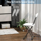 Lot de 4 chaises pliantes blanches/noires, structure en acier avec dossier ergonomique