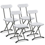 Lot de 4 chaises pliantes blanches/noires, structure en acier avec dossier ergonomique