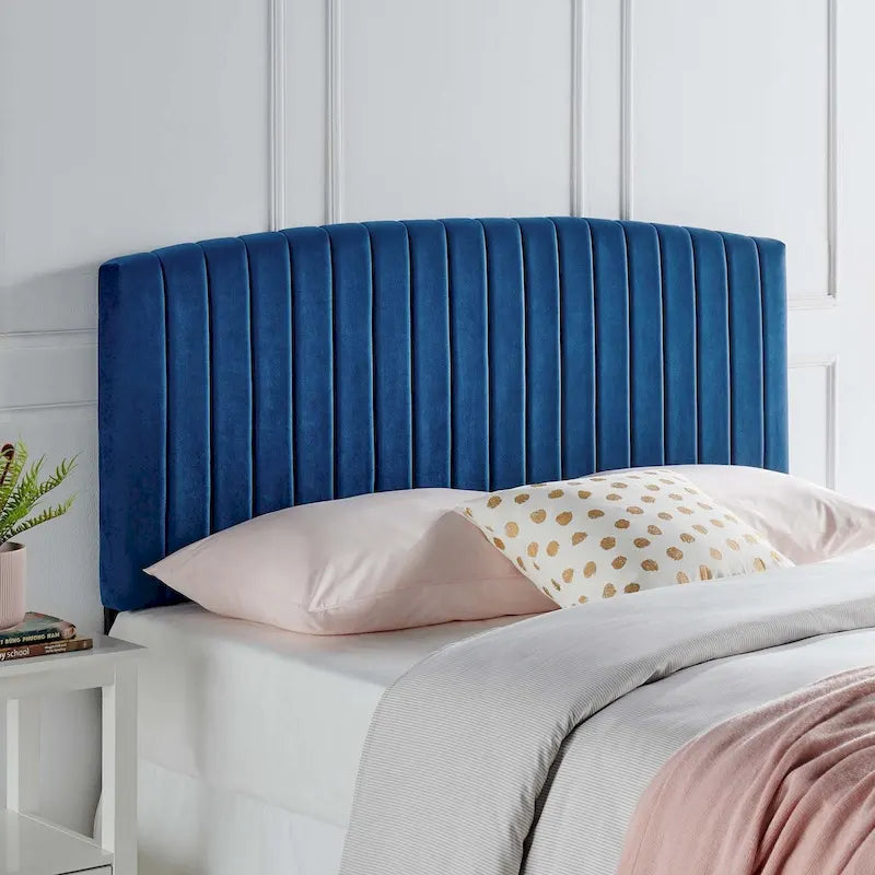 Tête de lit capitonnée en velours pour lit double ou Queen – sarcelle / bleu marine / blanc / anthracite / vieux rose