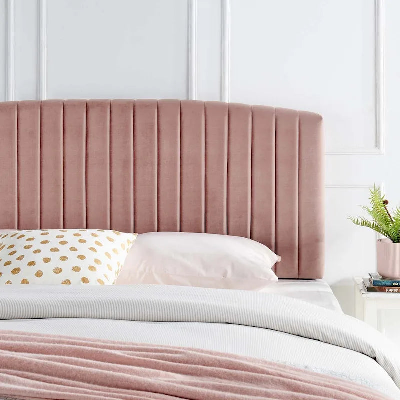 Tête de lit capitonnée en velours pour lit double ou Queen – sarcelle / bleu marine / blanc / anthracite / vieux rose