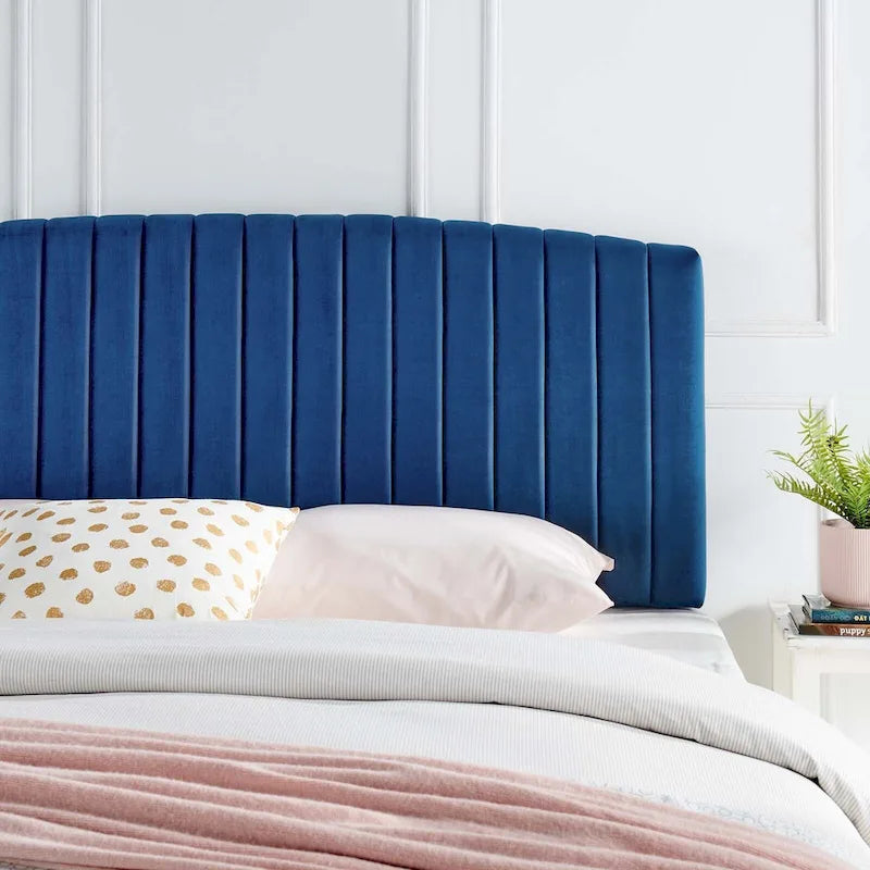 Tête de lit capitonnée en velours pour lit double ou Queen – sarcelle / bleu marine / blanc / anthracite / vieux rose