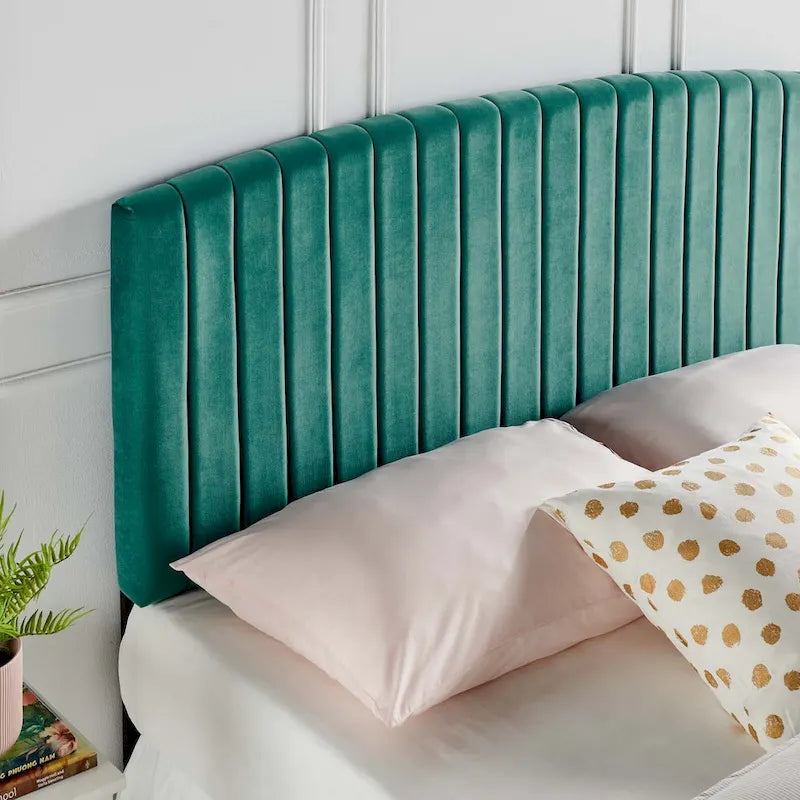 Tête de lit capitonnée en velours pour lit double ou Queen – sarcelle / bleu marine / blanc / anthracite / vieux rose