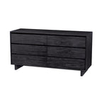 Commode 6 tiroirs, noir délavé / noyer brun / chêne clair, panneau de bois