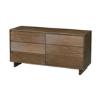 Commode 6 tiroirs, noir délavé / noyer brun / chêne clair, panneau de bois