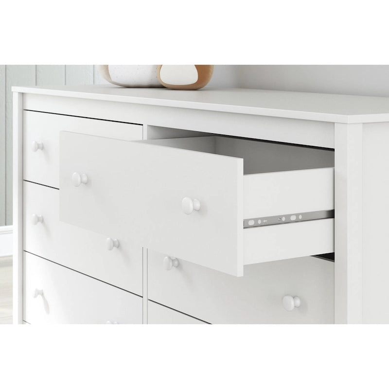 Commode blanche 6 tiroirs, style festonné, une personne