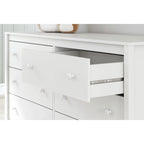 Commode blanche 6 tiroirs, style festonné, une personne