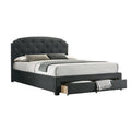 Lit king-size capitonné en tissu gris anthracite avec tiroir, 2 places