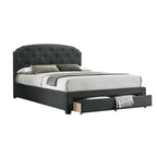 Lit king-size capitonné en tissu gris anthracite avec tiroir, 2 places