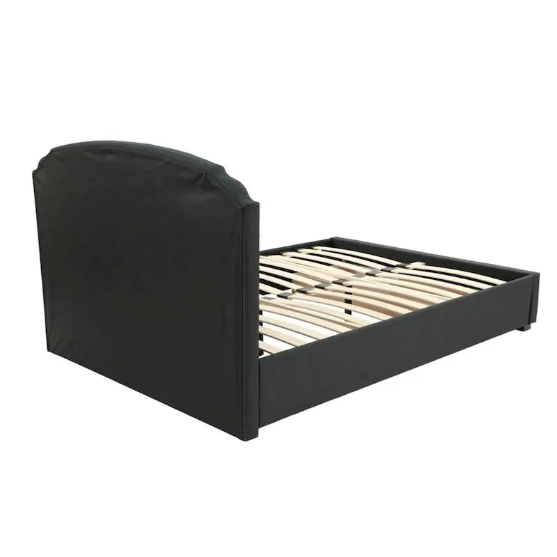 Lit king-size capitonné en tissu gris anthracite avec tiroir, 2 places