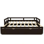 Lit de repos en bois avec lit gigogne escamotable, de une à deux places (format simple à grand lit)