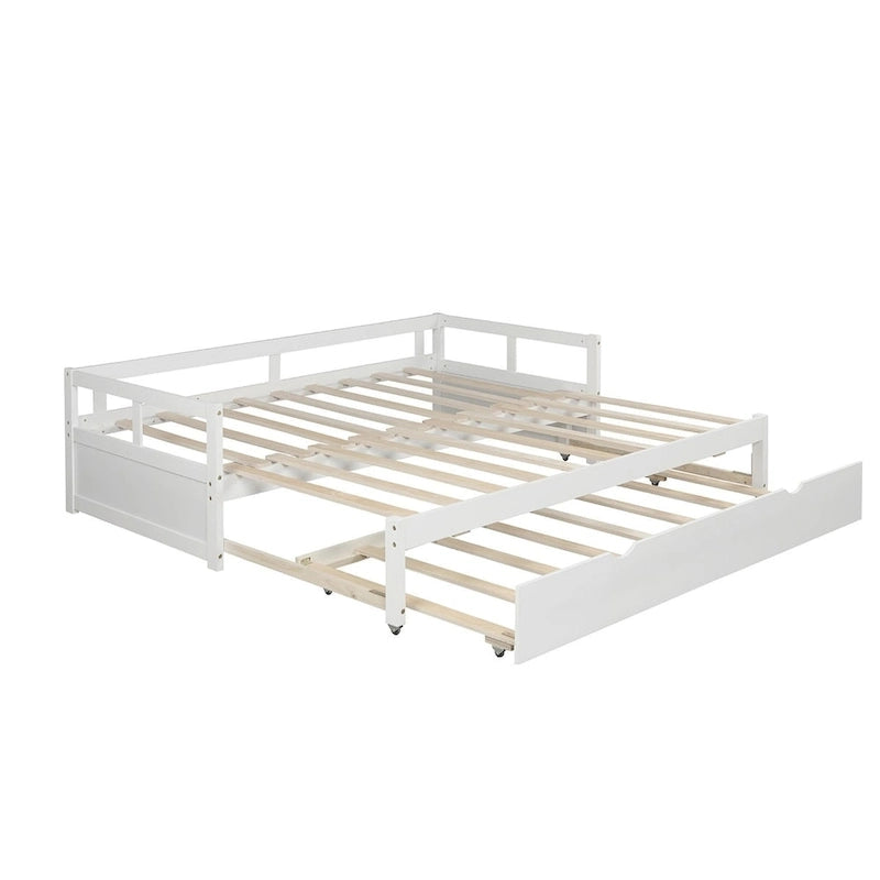 Lit de repos en bois avec lit gigogne escamotable, de une à deux places (format simple à grand lit)