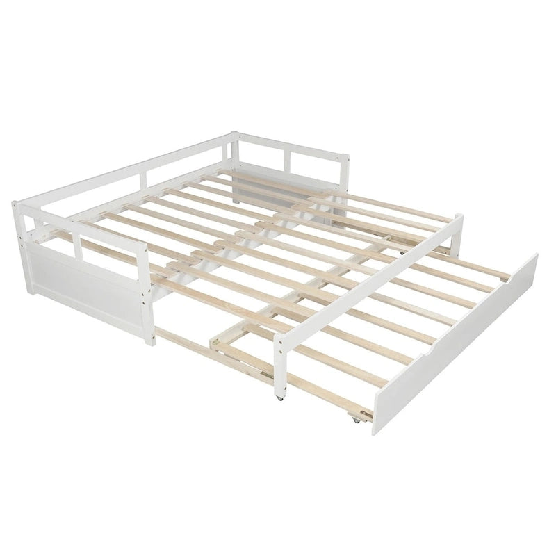 Lit de repos en bois avec lit gigogne escamotable, de une à deux places (format simple à grand lit)