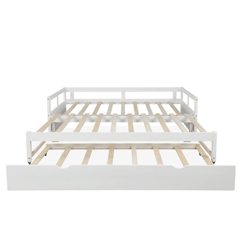 Lit de repos en bois avec lit gigogne escamotable, de une à deux places (format simple à grand lit)