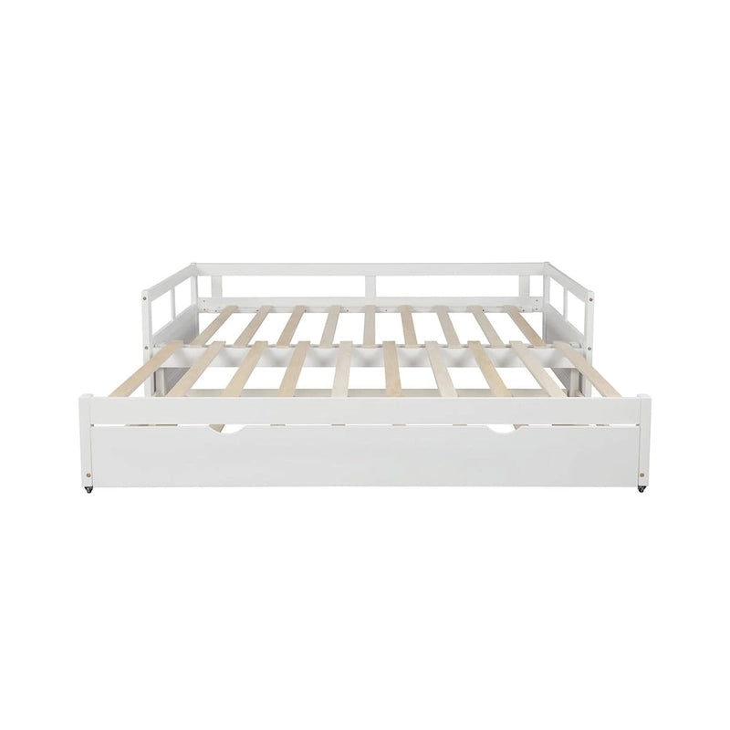 Lit de repos en bois avec lit gigogne escamotable, de une à deux places (format simple à grand lit)