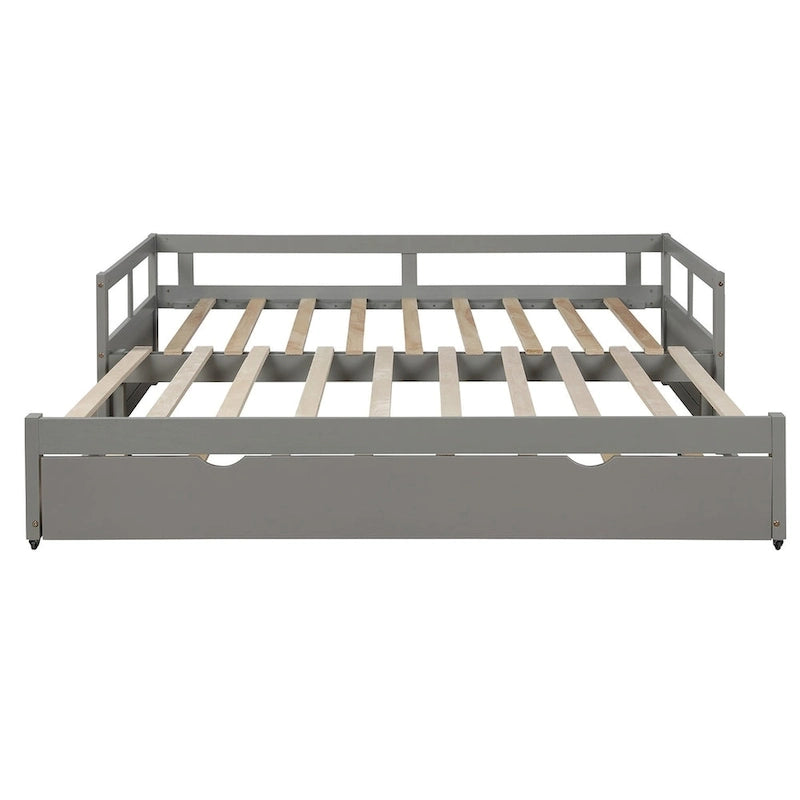 Lit de repos en bois avec lit gigogne escamotable, de une à deux places (format simple à grand lit)