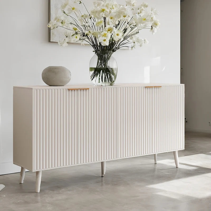 Buffet / Enfilade noir et blanc à 4 portes, style Mid-Century