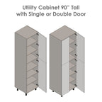 Armoire utilitaire 4 portes – Panneau plat, unité simple | 36" × 90" × 23-3/8"