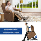 Fauteuil inclinable releveur en flanelle gris et marron, pour 1 personne
