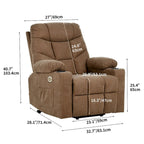 Fauteuil inclinable releveur en flanelle gris et marron, pour 1 personne